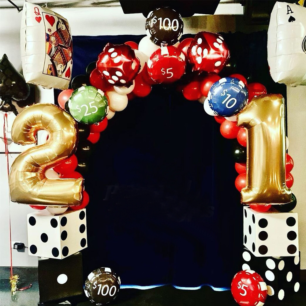 Dice Mylar Balloon Backdrop Valentin Day Balloon Playing Cards Foil Balloons 12 inch 18cm Square Shape Red and Blue Colors