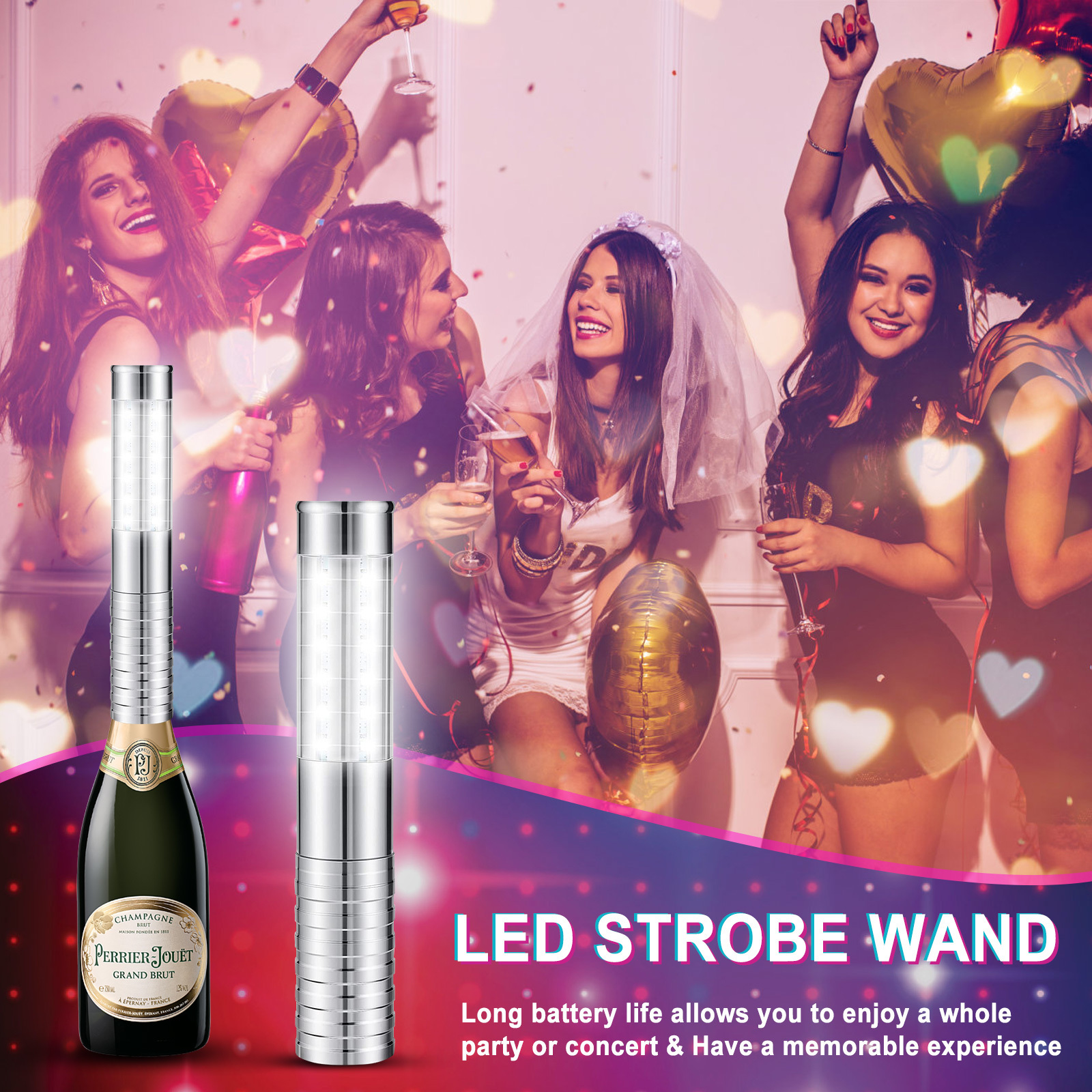 Customized Glow Wine Stick Aluminum Alloy Rechargeable Flashing LED Cham-pagne Bottle Sparklers Stick Strobe Baton For Bar Club