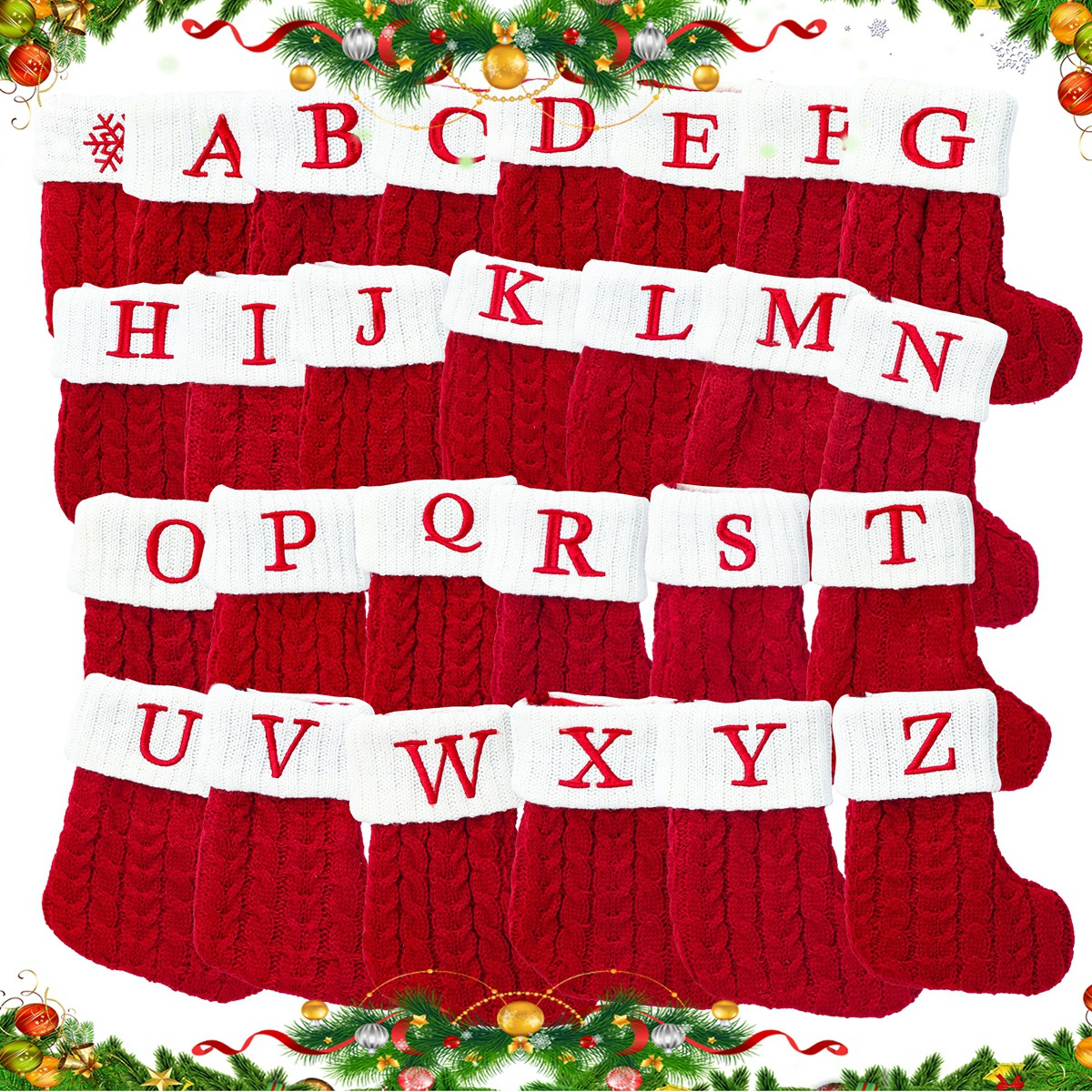 Christmas Decoration Supplies Candy Gift Knitting Snowflake Letter Stocking Christmas Tree Ornaments Christmas Stocking