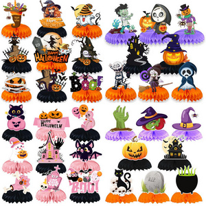 Halloween Party Pumpkin Bat Witch Castle Honeycomb Ball Decoration Suitable For Home Party Supplies Table Top Ornaments