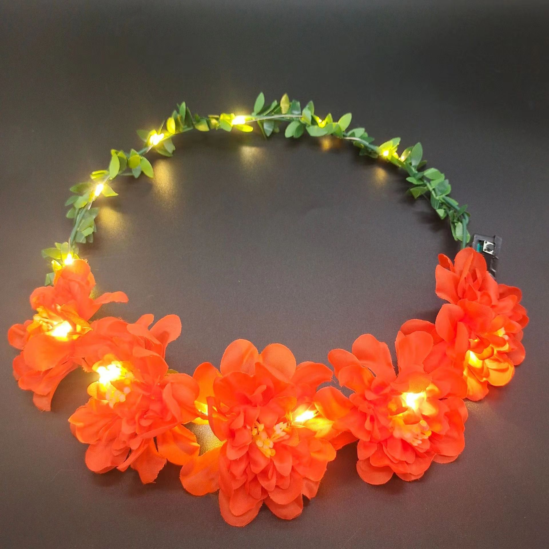 Birthday Party Garland Wedding Party Crown Flower Headband LED Lights Christmas Neon Garland Decoration Luminous Hair Garland