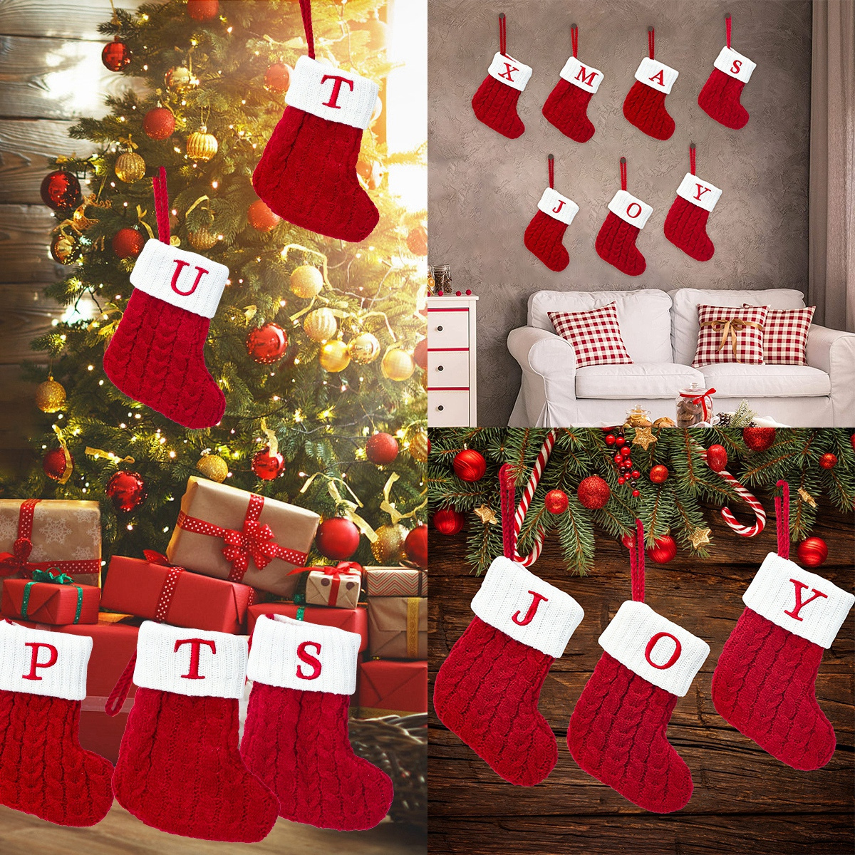 Christmas Decoration Supplies Candy Gift Knitting Snowflake Letter Stocking Christmas Tree Ornaments Christmas Stocking