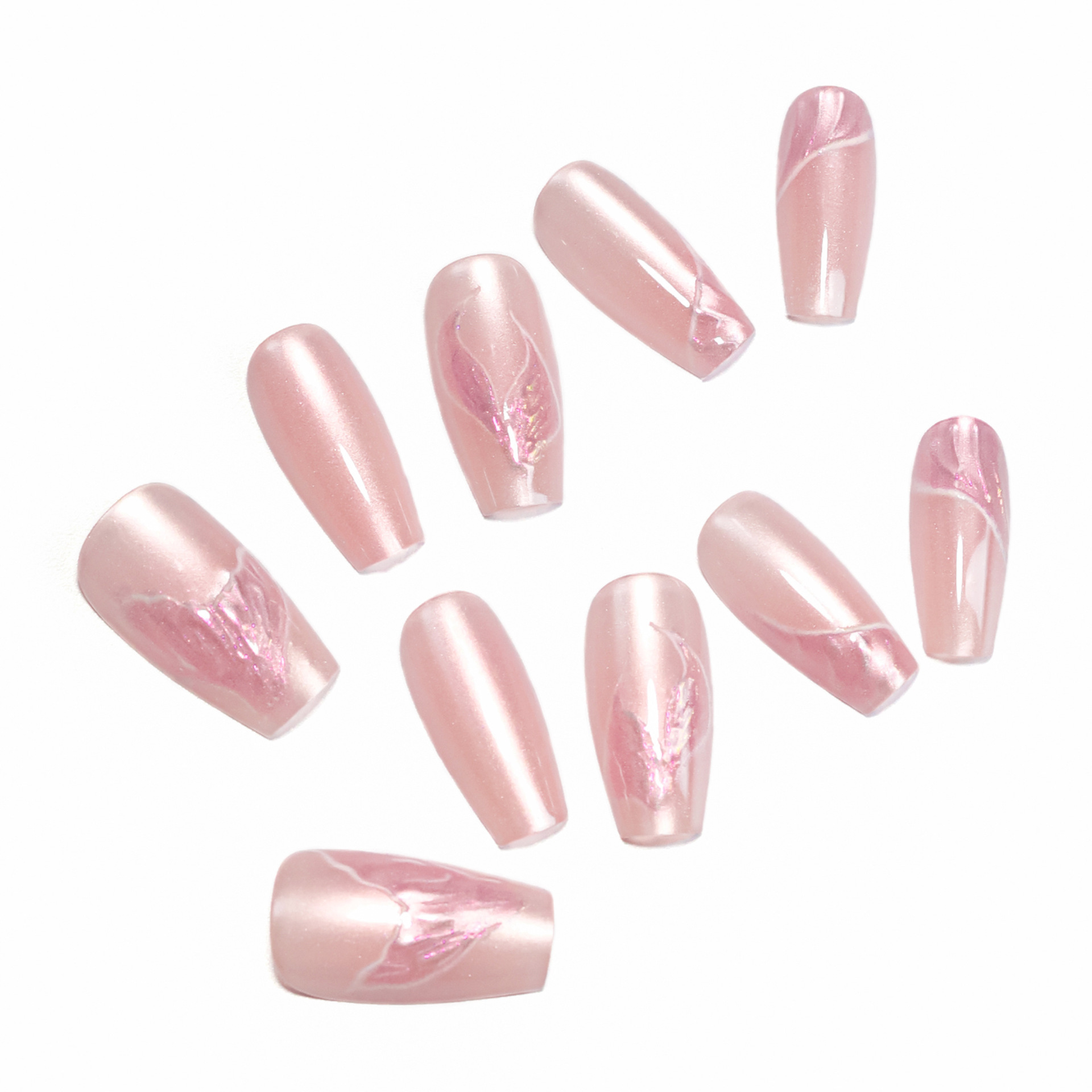 Mermaid cat's eye nails press on nail medium and nail press on handmade  Wholesale customization