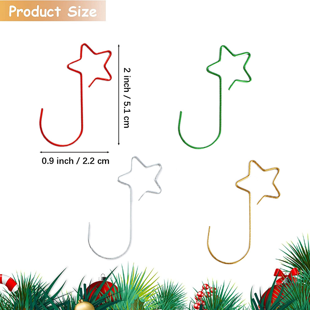 Christmas Ornament Hooks Christmas Tree Hanger Hook Star-Shaped Christmas Tree Hanging Wreath Pendant Clasp New Year Decor