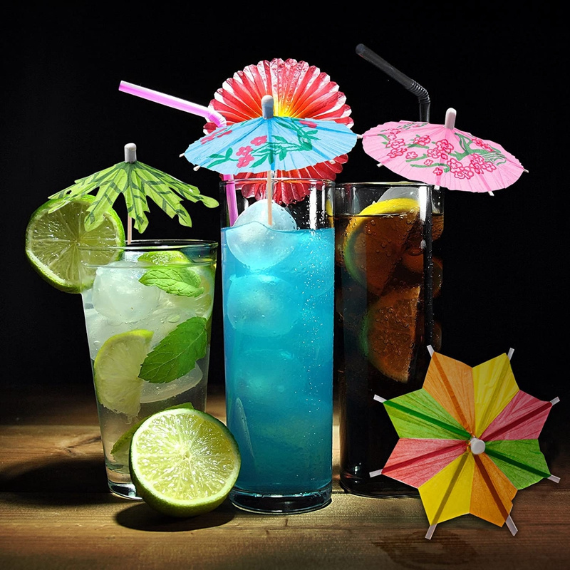 Umbrella Cocktail Drink Picks Food Fruit Bamboo Toothpick Dessert Cake Stick Hawaiian Birthday Party Decoration Wedding Supplies