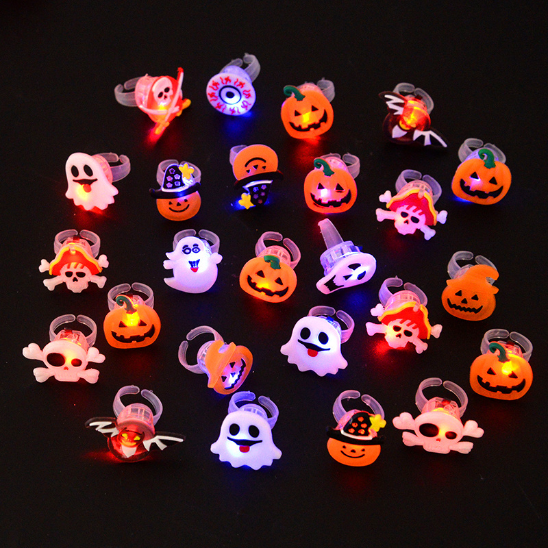 Halloween Light Up Glowing Rings Halloween Party Favors Luminous LED Rings Flashing Glowing Finger Rings Fun Toys for Kids