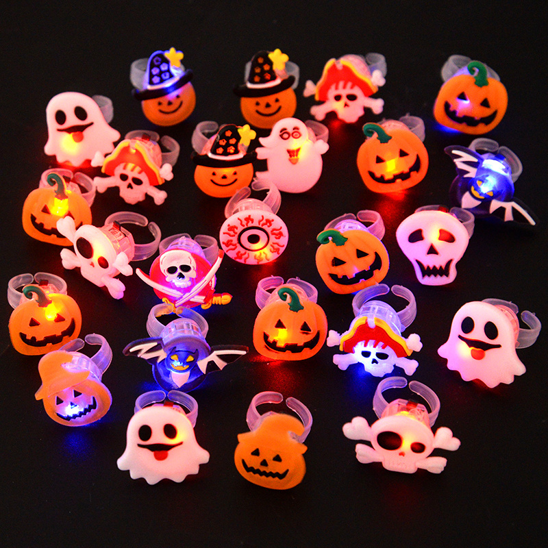 Halloween Light Up Glowing Rings Halloween Party Favors Luminous LED Rings Flashing Glowing Finger Rings Fun Toys for Kids