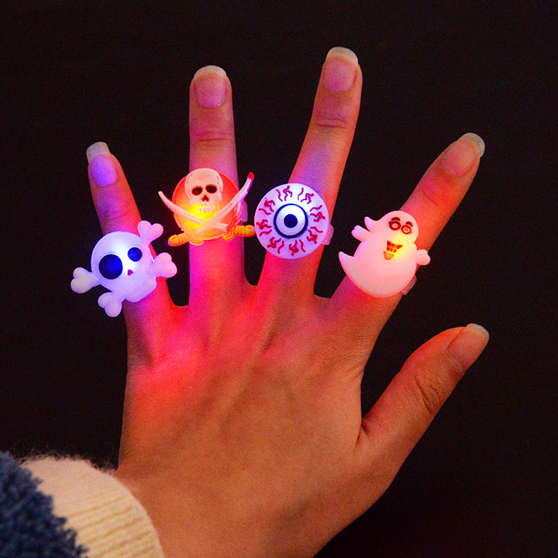 Halloween Light Up Glowing Rings Halloween Party Favors Luminous LED Rings Flashing Glowing Finger Rings Fun Toys for Kids