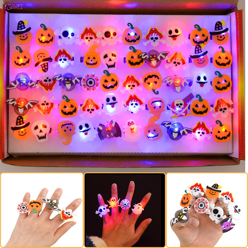 Halloween Light Up Glowing Rings Halloween Party Favors Luminous LED Rings Flashing Glowing Finger Rings Fun Toys for Kids