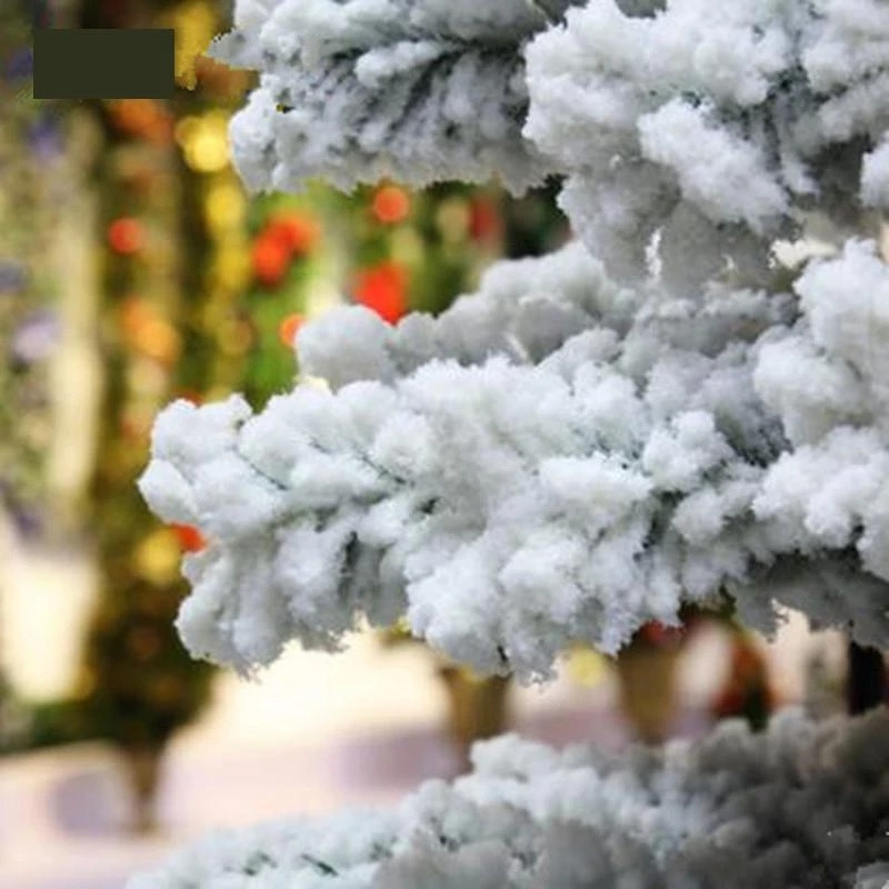 Artificial Felt Pvc Fire Retardent White Snow Flocked Christmas Tree With Warm Clear Multi Color Incandenscent Tree Light