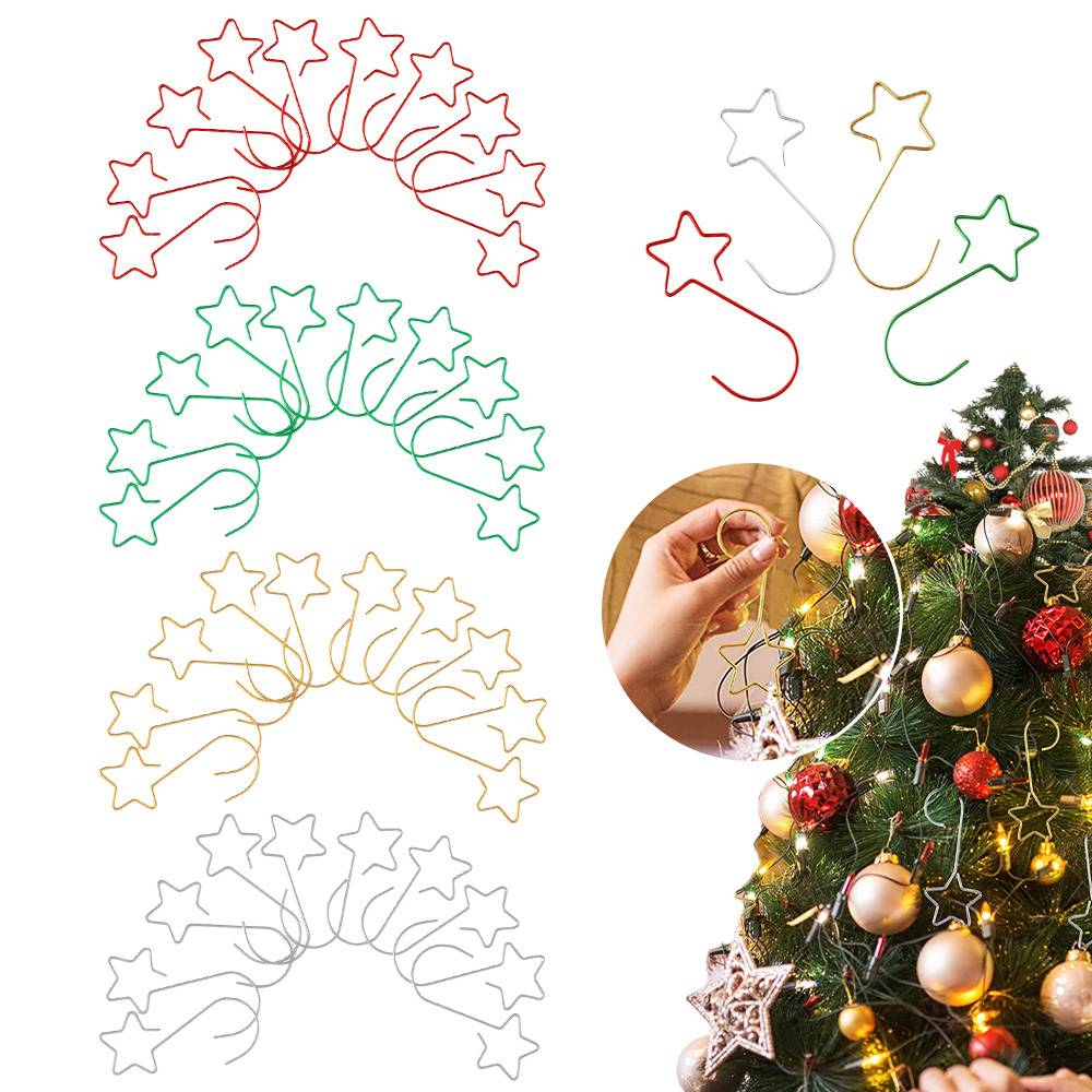 Christmas Ornament Hooks Christmas Tree Hanger Hook Star-Shaped Christmas Tree Hanging Wreath Pendant Clasp New Year Decor