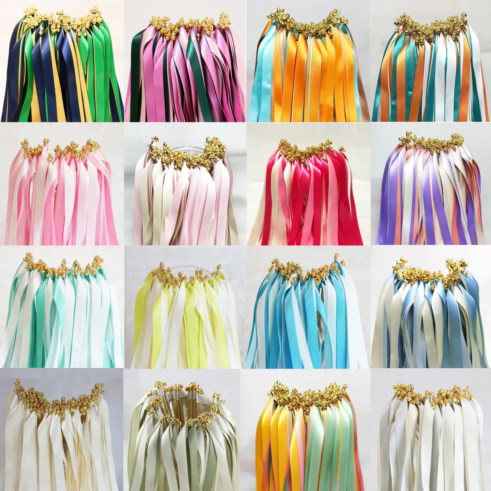 Ribbon Wands Colorful Stain Ribbon Wands Sticks With Bell Fairy Magic Stick Party Streamers for Wedding Party Activities Gift