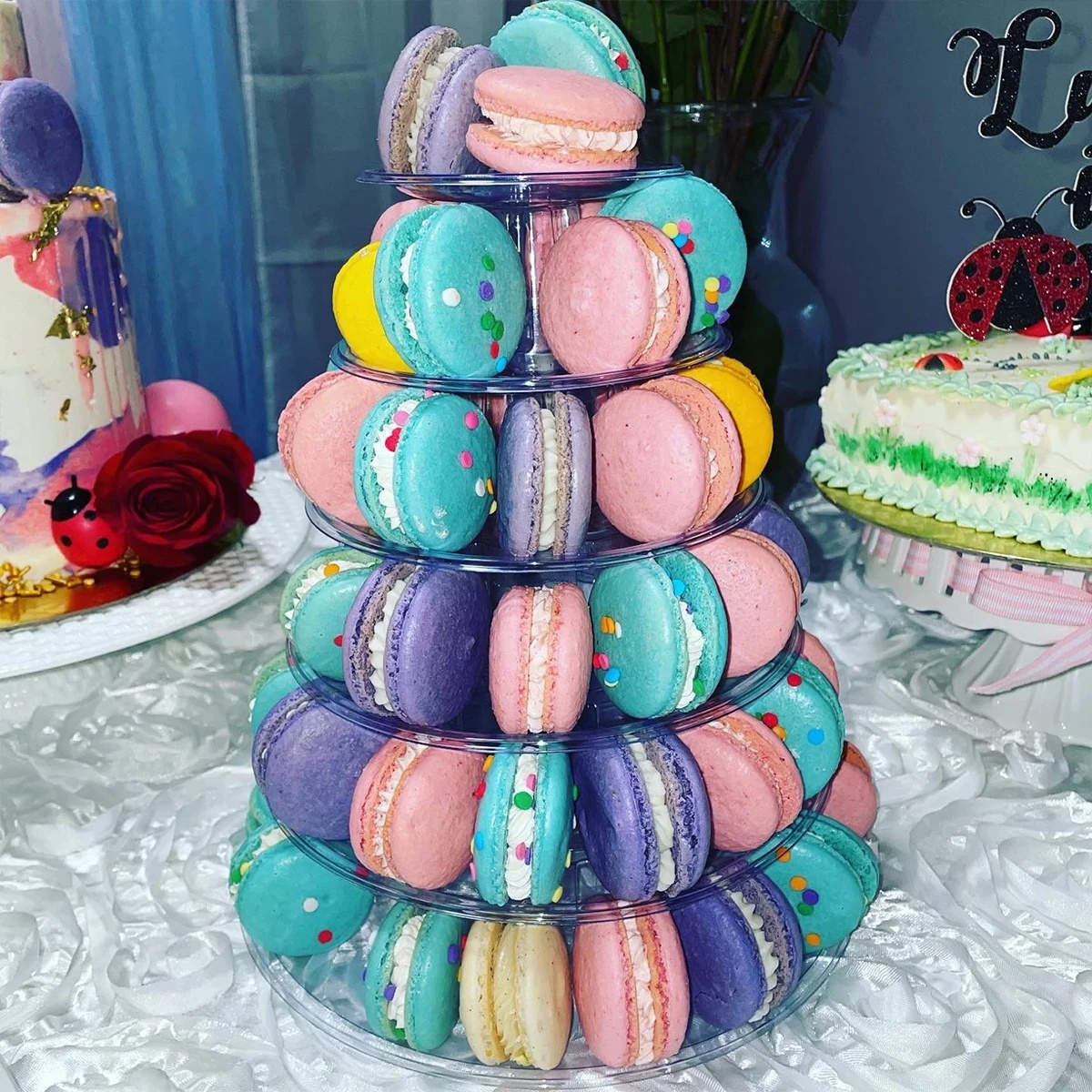 4/6/10 Cake Layers Cupcake Tiers Macarons Display Rack Tower Dessert Stand Clear Candy Tree Holder Birthday Wedding Decoration