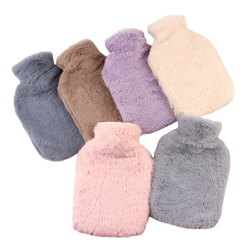 Wholesale 1000ml/2000ml Hot Water Bottle with Soft Plush Cover Custom LOGO Hot Water Bag