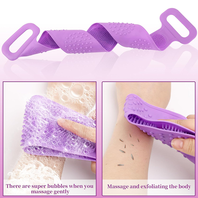 High Quality Back Scrubber Double-Sided Silicone Bath Body Skin Care Massage Cleaning Brush For Shower Rubbing Exfoliating