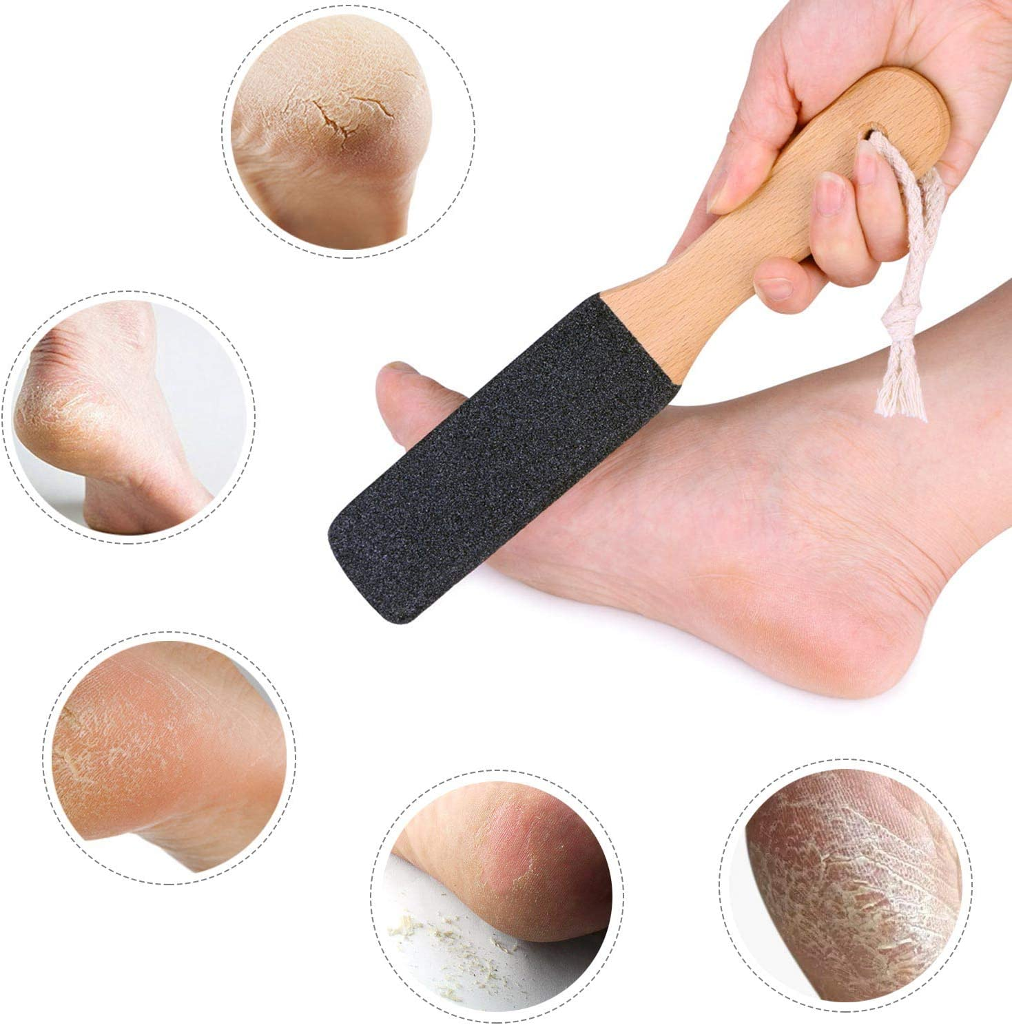 Factory Wholesale Long Handle Professional Double Sided Callus Remover Foot Filer Beech Wood Foot Scrubber Pedicure Foot File