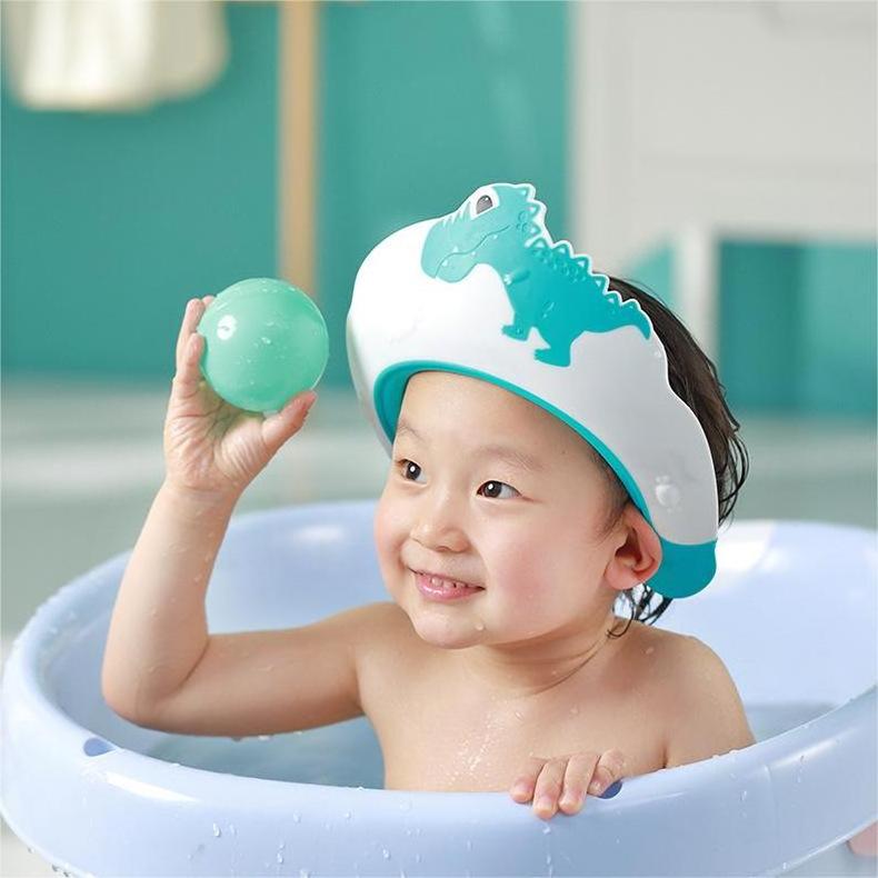 New Design Silicone Bath Cap For Toddler Kids Protect Ears Head Hair Washing Hats Animal Shape Funny Baby Shower Cap