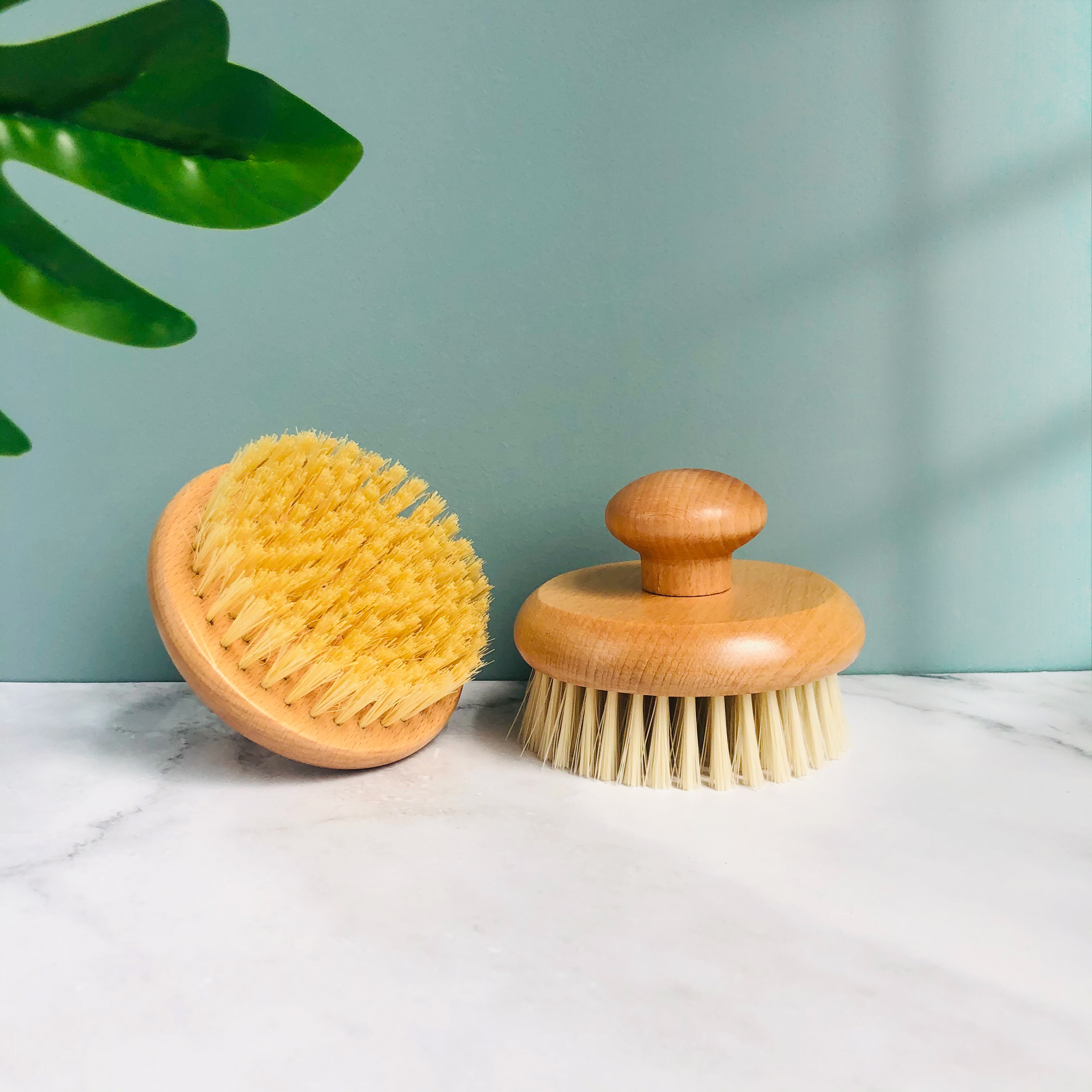 2024 New SPA Boar Bristles Beech Wooden Handheld Scrubber Bath Scrub Brushes Natural Dry Skin cellulite Body Round Bath Brush