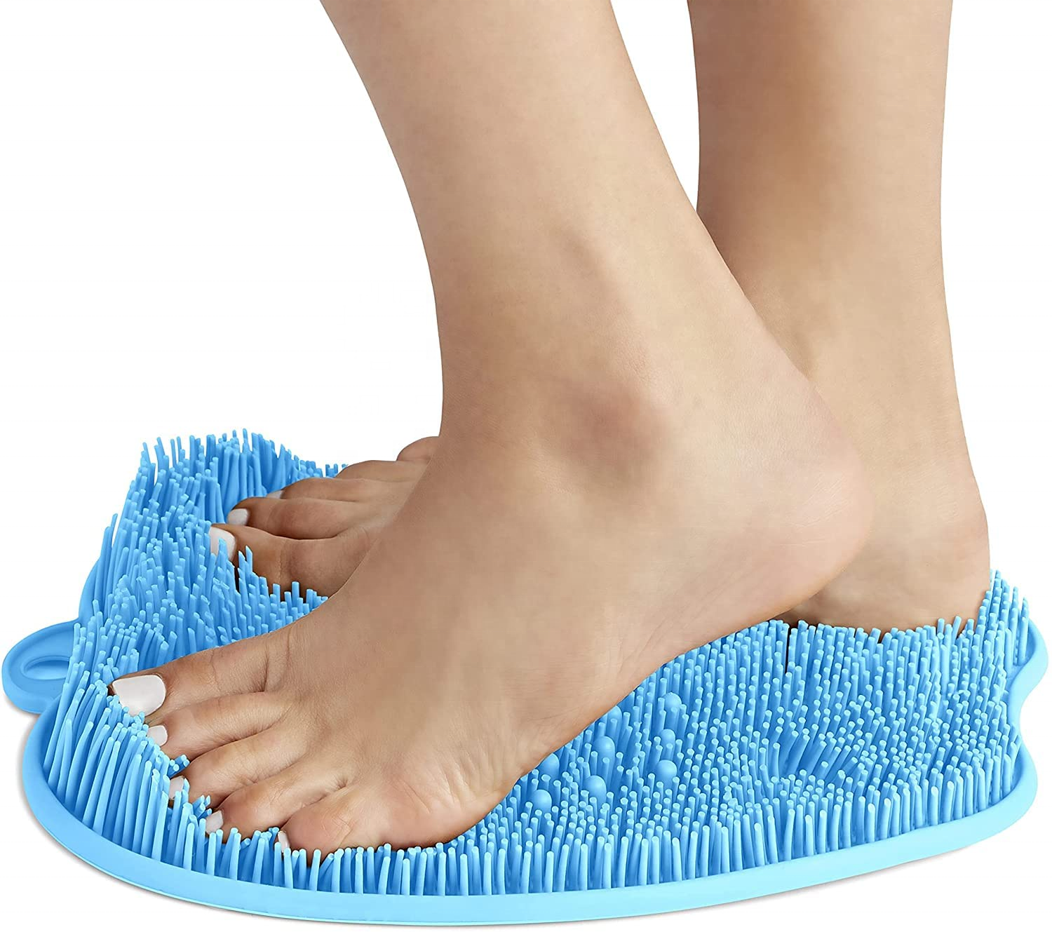 Wholesale TRP+PVC/Wooden Funny Foot Scrubber Brush Blue Slippers Massager Shower Clean Easy Feet Brush