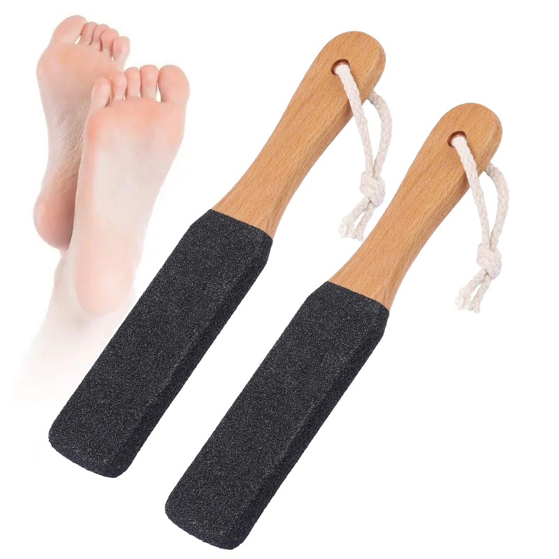 Factory Wholesale Long Handle Professional Double Sided Callus Remover Foot Filer Beech Wood Foot Scrubber Pedicure Foot File