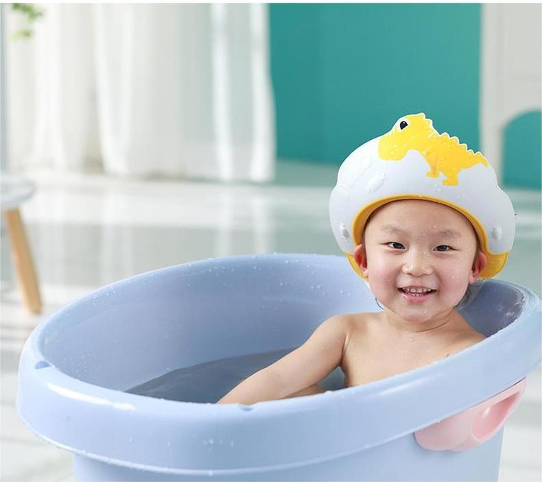 New Design Silicone Bath Cap For Toddler Kids Protect Ears Head Hair Washing Hats Animal Shape Funny Baby Shower Cap