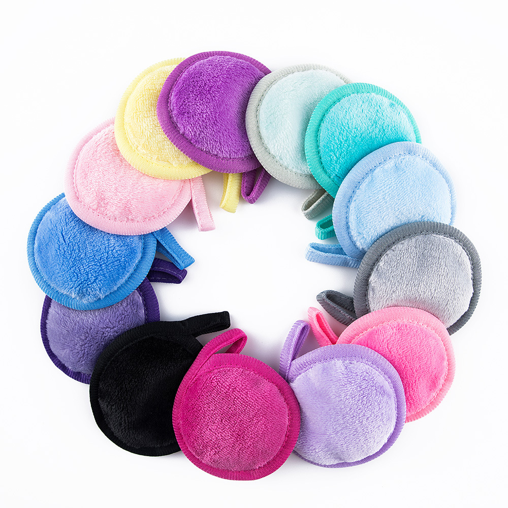 OEM Round Makeup Remover Cleaning sponge Microfiber Washable Facial  Makeup Remover Pad