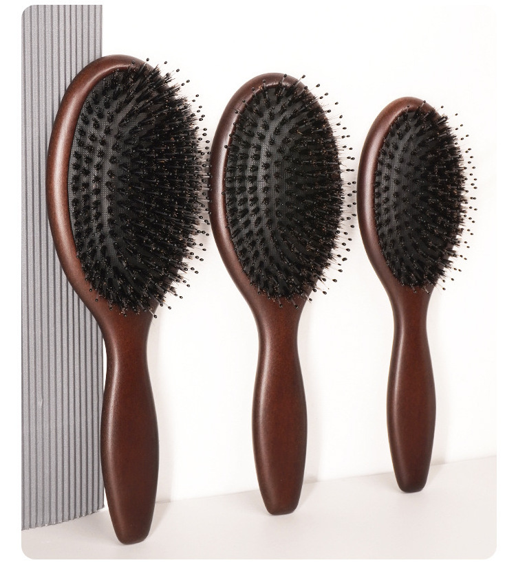 Wholesale Massage Comb OEM Custom Private Logo Natural Beech Wood Hair Bristle Brush Wooden Air Cushioned Boar Hair Brush