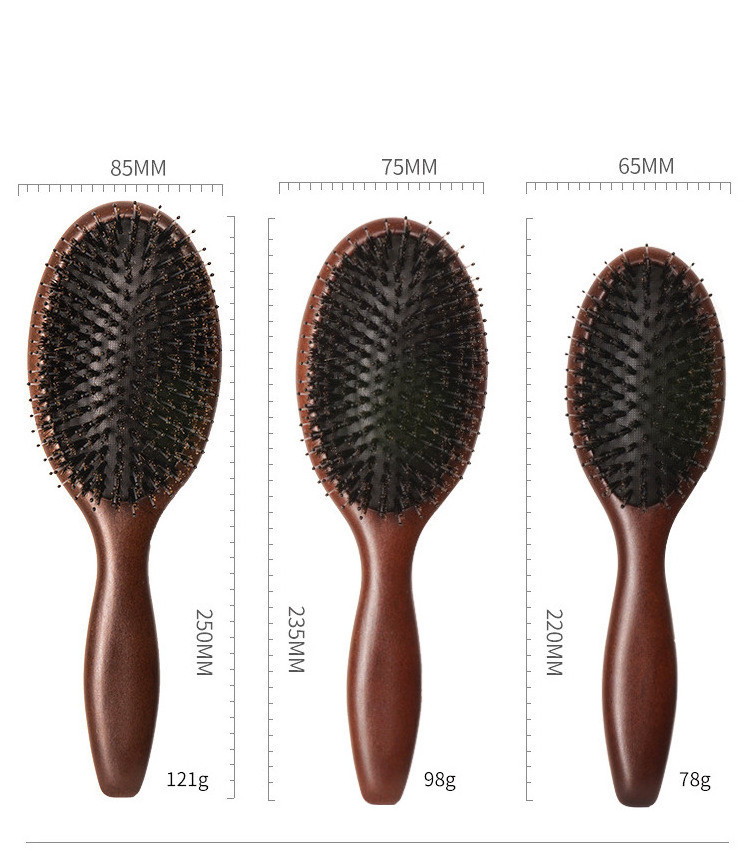 Wholesale Massage Comb OEM Custom Private Logo Natural Beech Wood Hair Bristle Brush Wooden Air Cushioned Boar Hair Brush