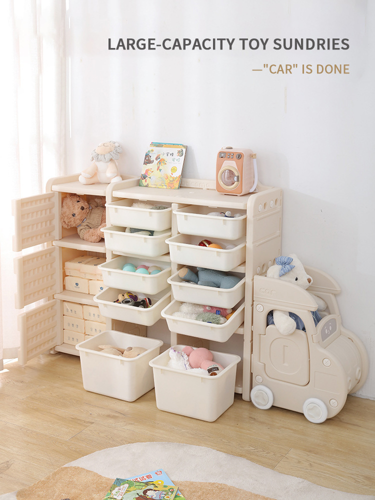 Movable Baby Chest Corner Cupboard Rack Car Shape Kids Cabinet Storage Kids Toys Storage Organizer Shelves