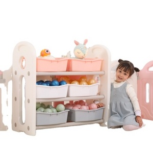 2022 children toy shelves bookshelf toddler plastic multi-layer shelf toy organizer rack