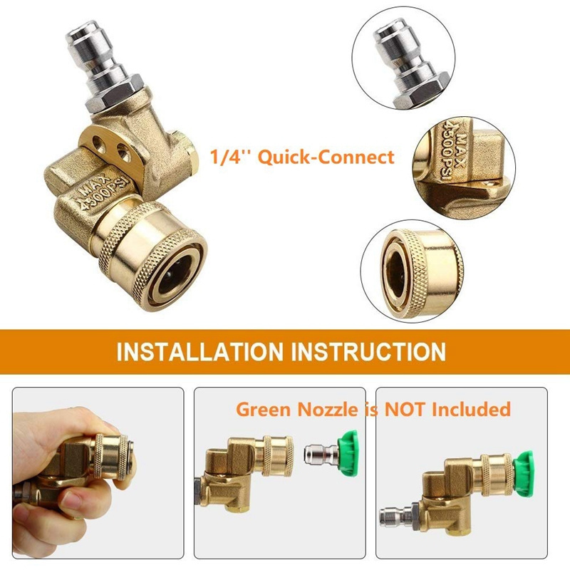 High-pressure car washer spray gun coupler copper quick installation rotation 1/4 quick insert nozzle