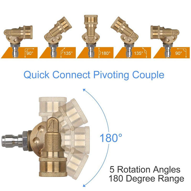 High-pressure car washer spray gun coupler copper quick installation rotation 1/4 quick insert nozzle