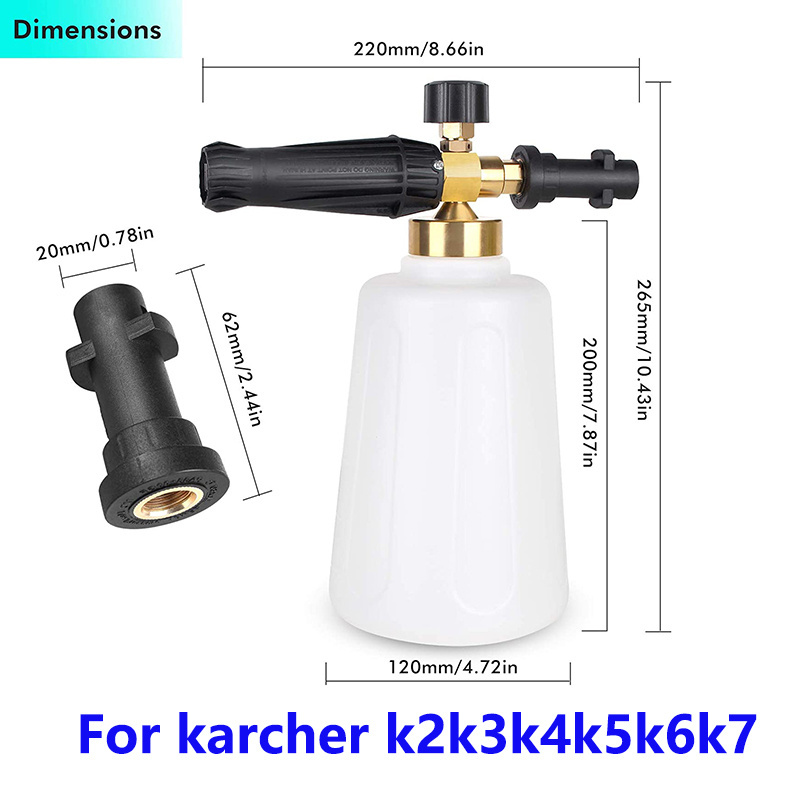 Adjustable Snow Foam Lance 1.5L Foam Cannon Soap Dispenser Nozzle for Karcher K Series K2 K3 K4 K5 K6 K7 Pressure Washer Tools