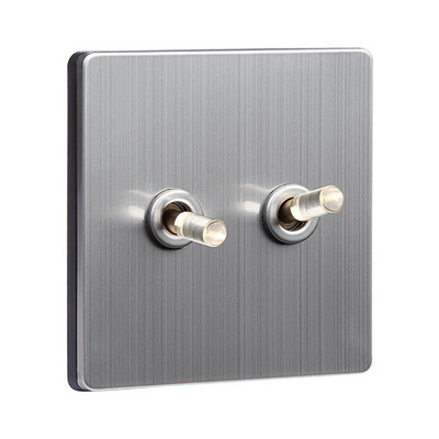 Vintage Retro Electrical Wall switch Brass Toggle switch Stainless steel panel 110-250V light switch