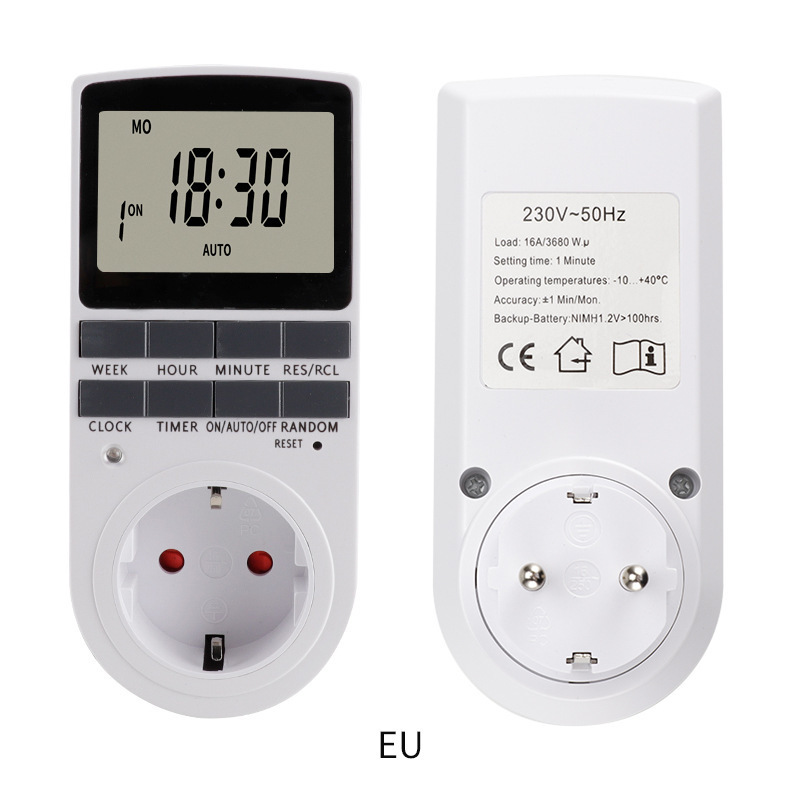 digital Big LCD display smart electrical programmable timer switch smart timer plug outlet timer socket