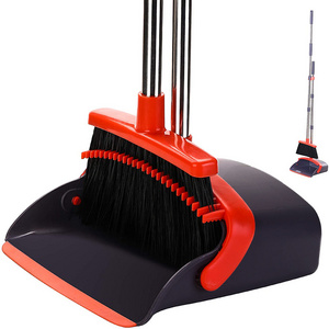 Stainless Steel Rotatable Broom TPR Plastic Brushes Soft Magic Carpet Floor Cleaning Sweeper Broom and Dustpan Set