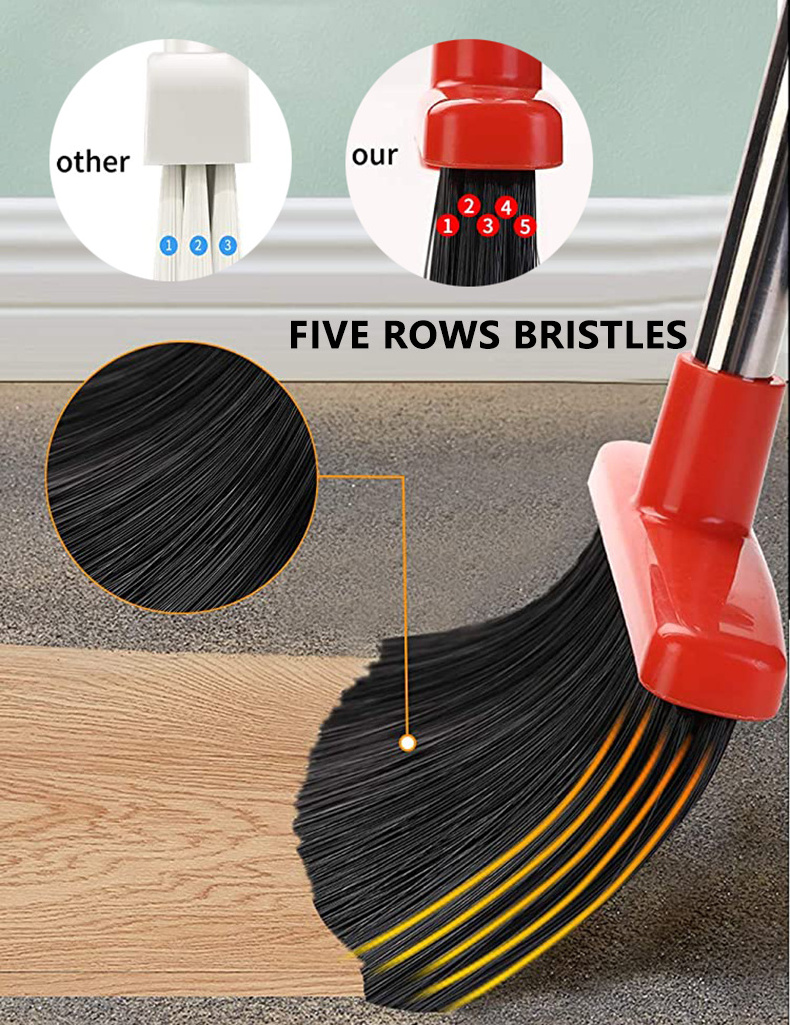 Stainless Steel Rotatable Broom TPR Plastic Brushes Soft Magic Carpet Floor Cleaning Sweeper Broom and Dustpan Set