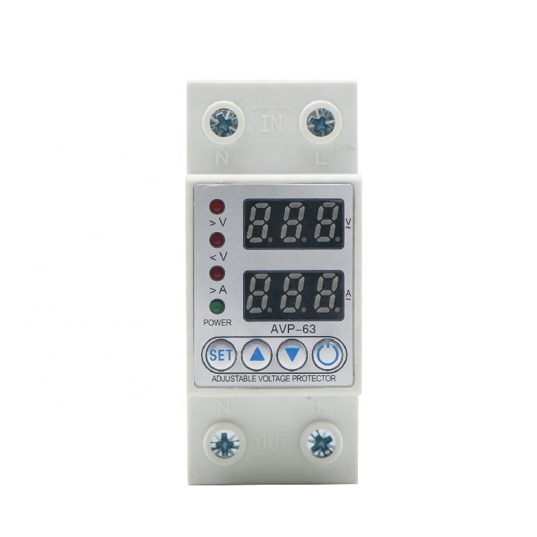 63A 230V Din rail adjustable over under voltage protective protector relay protection digital electric voltage protector