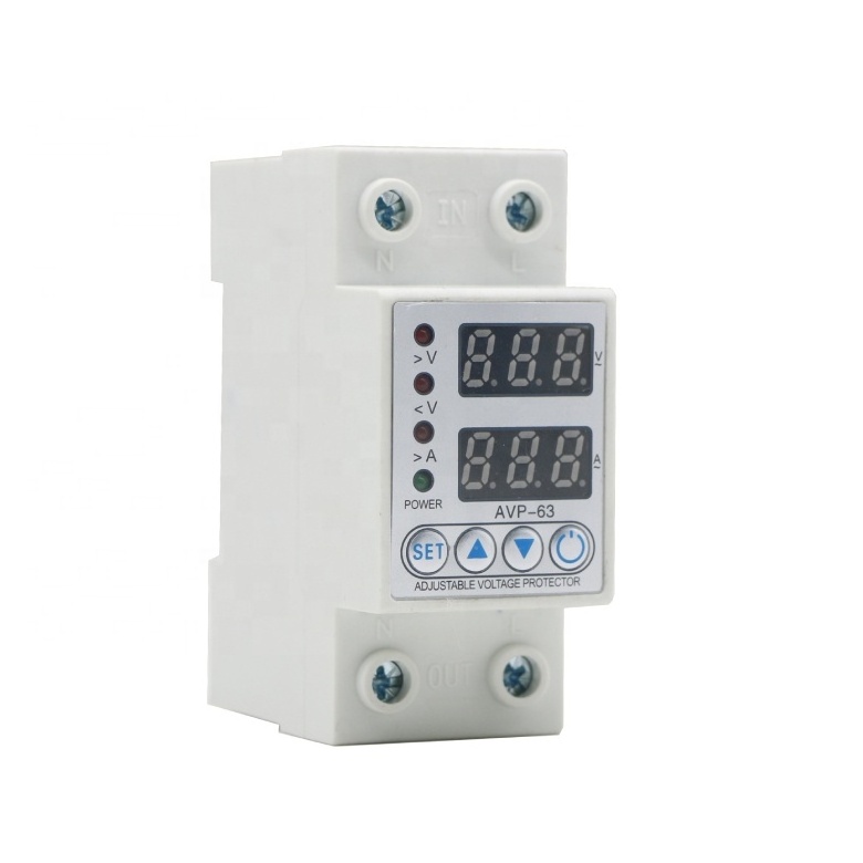 63A 230V Din rail adjustable over under voltage protective protector relay protection digital electric voltage protector