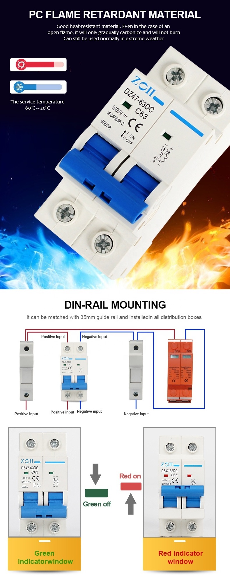 CE Certificate with Overload Protection Safely Switch Mini AC MCB 63A 50/60HZ DC MCB Miniature Circuit Breaker