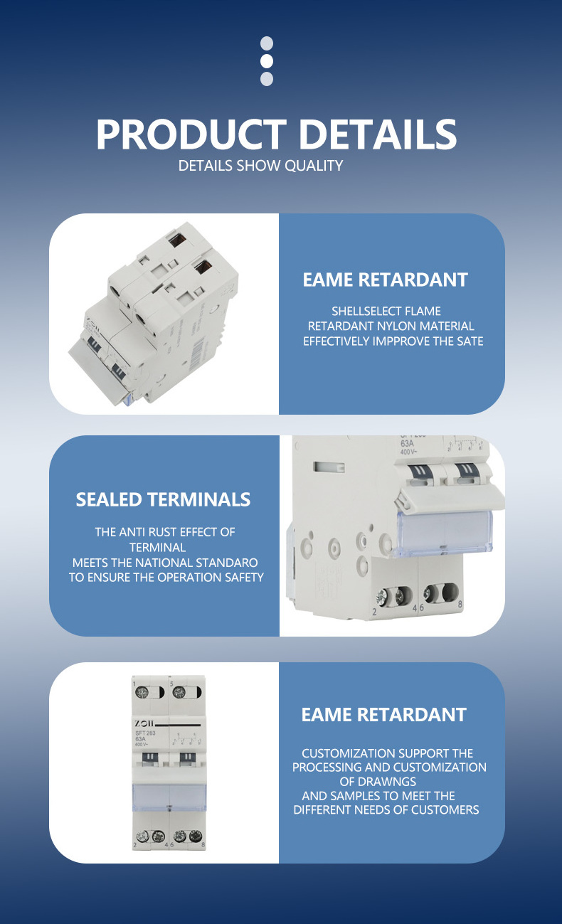 Automatic Power Change Over Dual Power Automatic Transfer Switch Ats 2 Pole 4 Pole 2p  40A 63A 230v Mcb Type