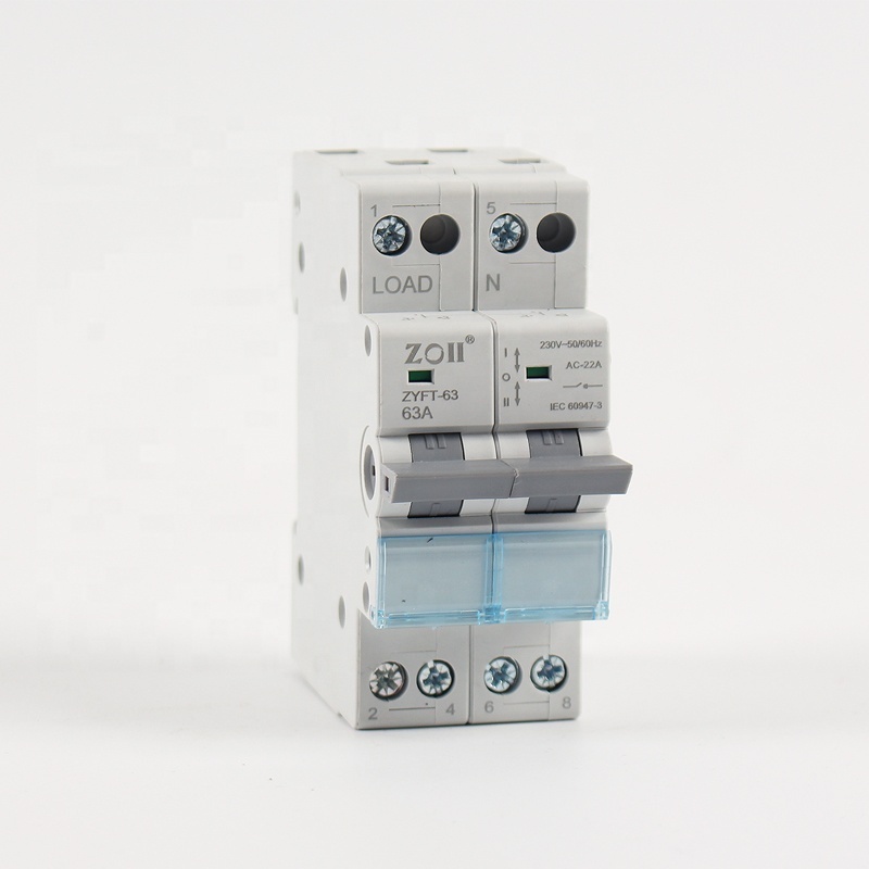 24 month Warranty ZYFT-63 Din Rail type Change over Switch 2P 25A 40A 63A 2 Pole Modular Manual Changeover Switch