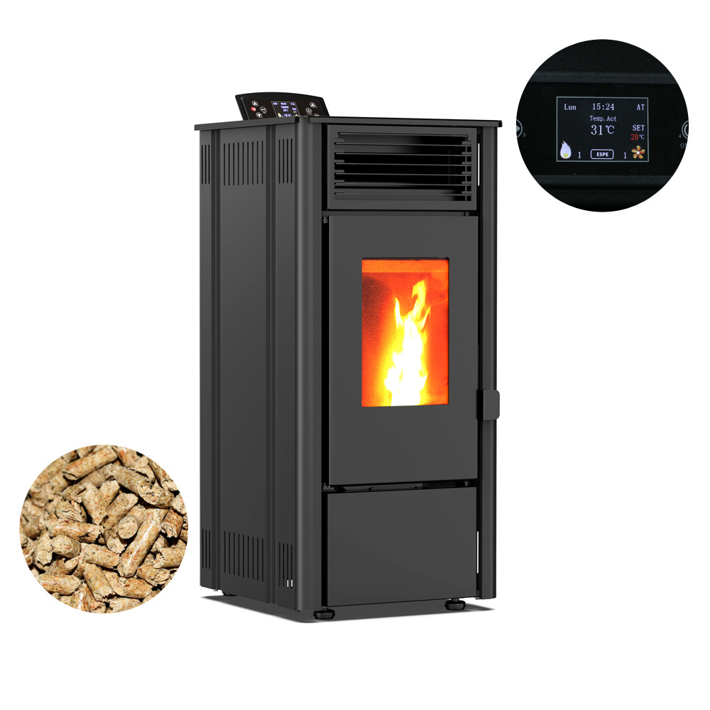 Economical and practical KM08 CE Smart remote control wood pellet stove fireplace biofuel pellet heater for house room heating