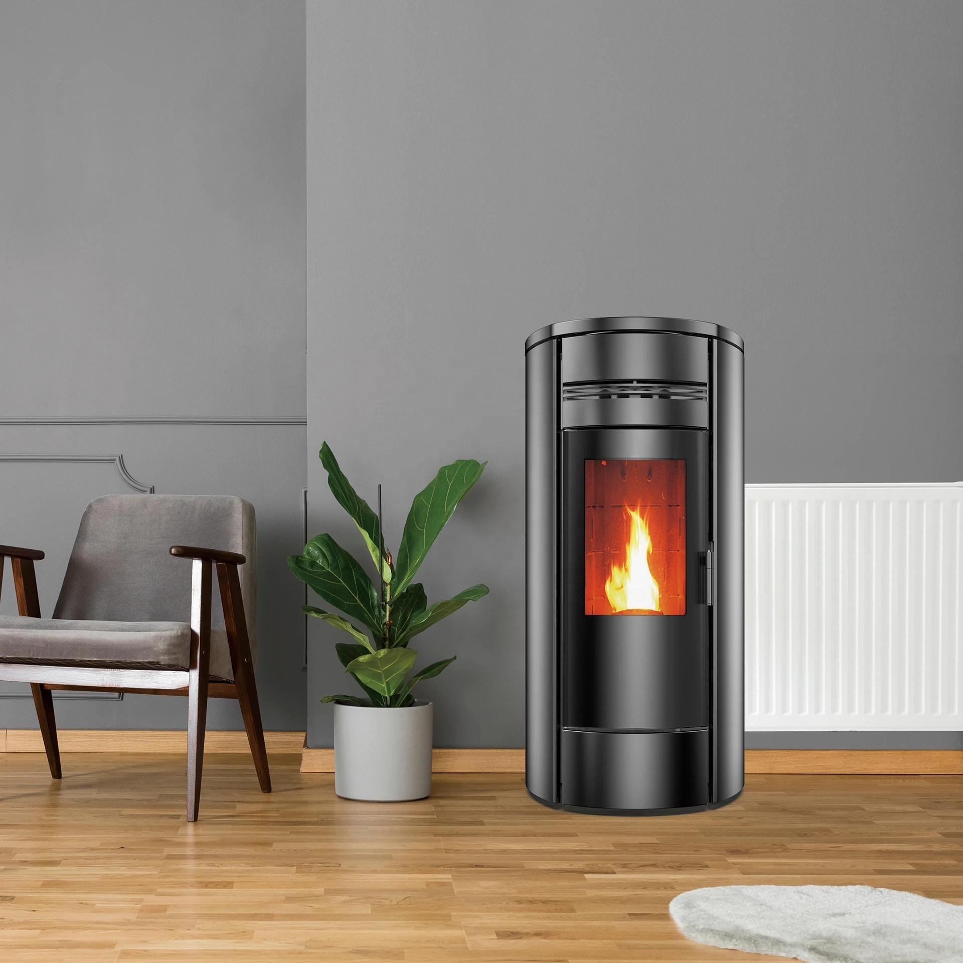 GF2201ANew circular design European 22kw High quality Domestic Biomass pellet stove Hydro Wood pellet boiler With Remote Control