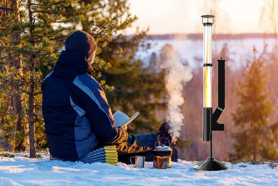 OPS1006A Freestanding Patio Heater Automatic Filling Design Wood Pellet Fire Torch Outdoor Rocket Heater Stove