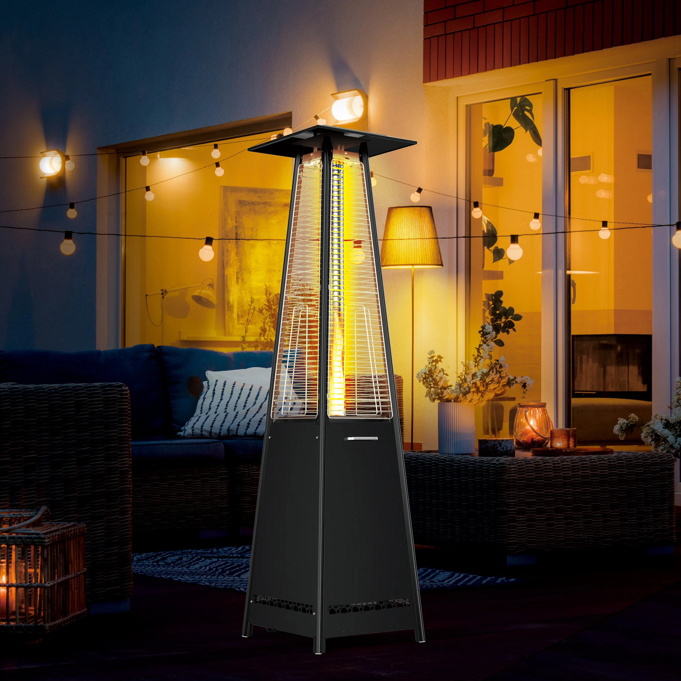 ZLOPS2002A 12kw New design Easy Clean Smokeless Outdoor Pellet Stove Pyramid Pellet Heater With Ashtray