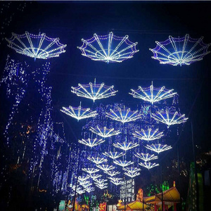 Umbrella Shape Street Motif Lights Decoration Mall Opening Christmas Led Lighting Scene Ball Star Art Flower Lights