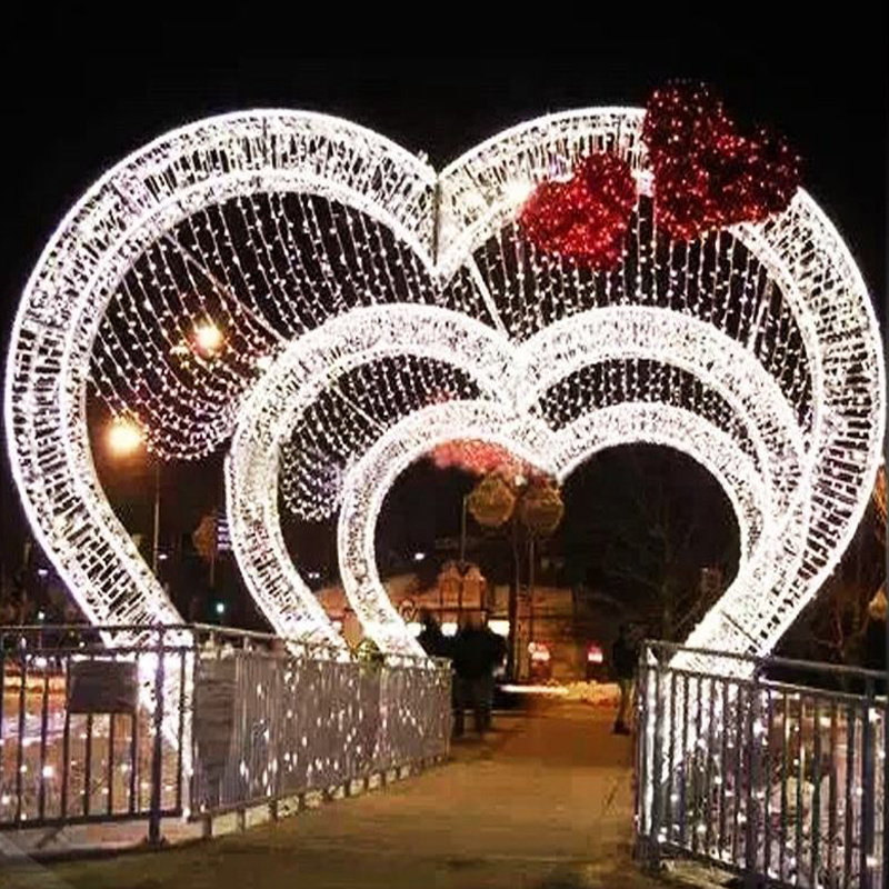 LED Street Arch Heart Outdoors Motif Lights Lamps Decorations Year Lighting Archway Decorative New 3D Festival Large Christmas