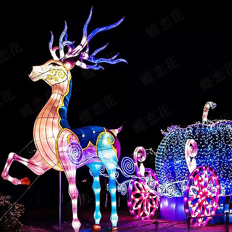 Christmas Reindeer with Sledge Motif Lights Festive Lanterns Cartoon Waterproof Decorative Lighting Decoration New Year Outdoors