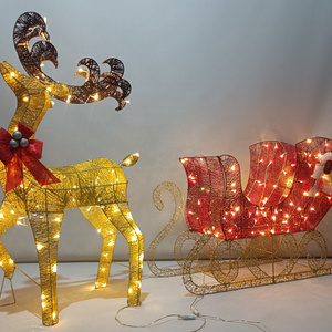 High quality Christmas large decoration 3D reindeer cart shopping mall activity LED decorative lights